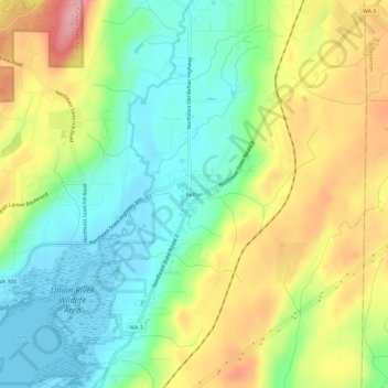 Topografische kaart Belfair, hoogte, reliëf