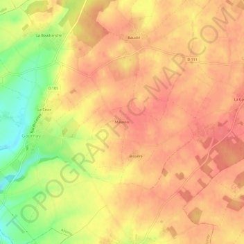 Topografische kaart Malassis, hoogte, reliëf