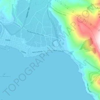 Topografische kaart Κίρρα, hoogte, reliëf