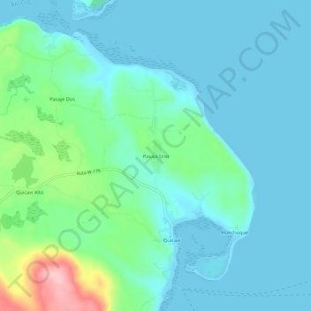 Topografische kaart Pasaje Uno, hoogte, reliëf