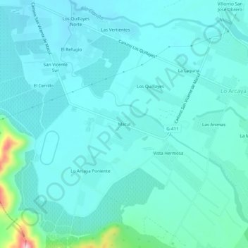 Topografische kaart Macul, hoogte, reliëf