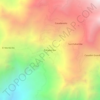 Topografische kaart Paltapampa, hoogte, reliëf