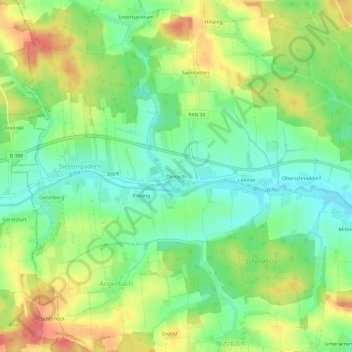 Topografische kaart Dirnaich, hoogte, reliëf