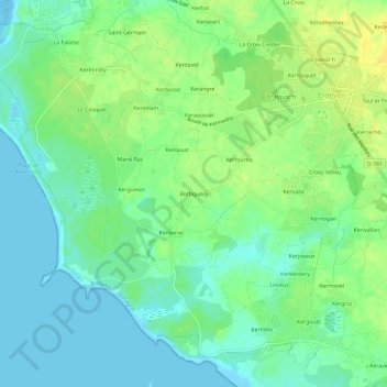 Topografische kaart Rothquevy, hoogte, reliëf