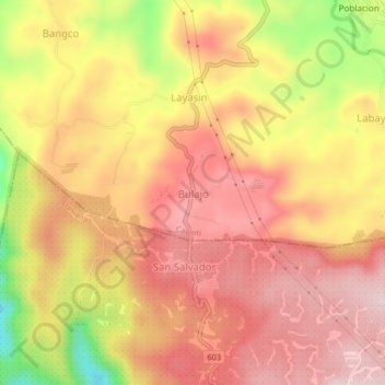 Topografische kaart Bulajo, hoogte, reliëf