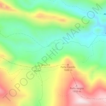 Topografische kaart Llano la Fuente, hoogte, reliëf