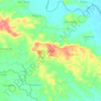 Topografische kaart Purog, hoogte, reliëf