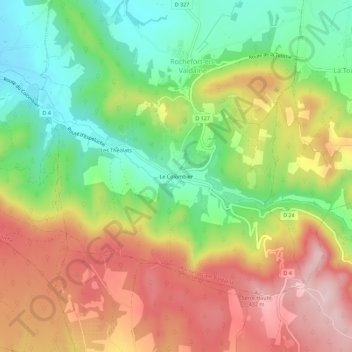 Topografische kaart Le Colombier, hoogte, reliëf