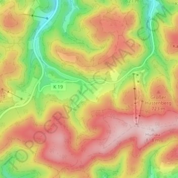 Topografische kaart Osterwald, hoogte, reliëf