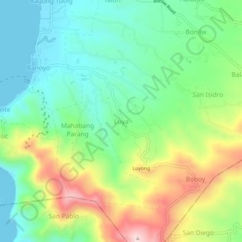 Topografische kaart Luya, hoogte, reliëf