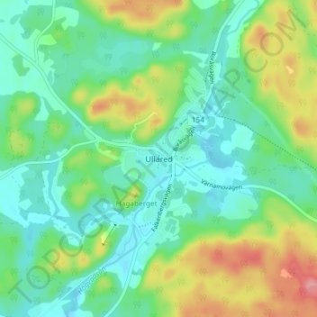 Topografische kaart Ullared, hoogte, reliëf