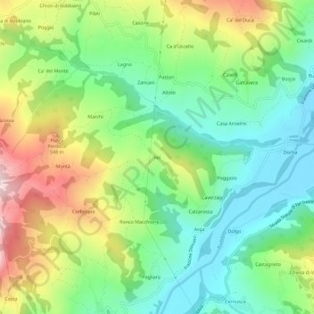 Topografische kaart Vei, hoogte, reliëf