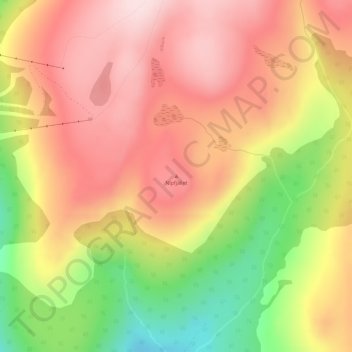 Topografische kaart Nipfjället, hoogte, reliëf