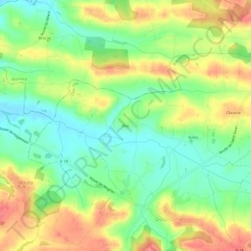 Topografische kaart Duc, hoogte, reliëf
