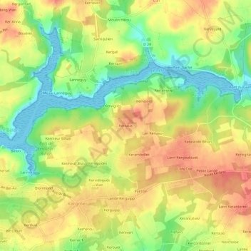 Topografische kaart Kersaux, hoogte, reliëf