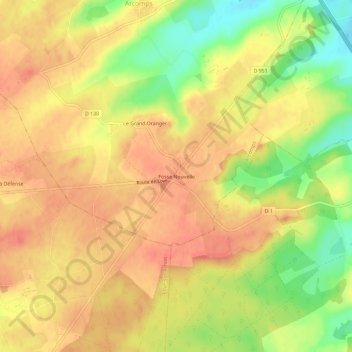 Topografische kaart Fosse Nouvelle, hoogte, reliëf