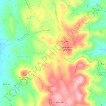 Topografische kaart Espinheiro, hoogte, reliëf