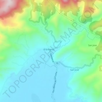 Topografische kaart El Encano, hoogte, reliëf