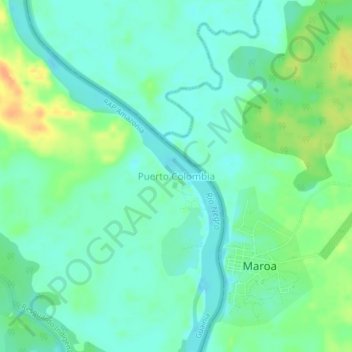Topografische kaart Puerto Colombia, hoogte, reliëf