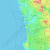 Topografische kaart Del Mar, hoogte, reliëf