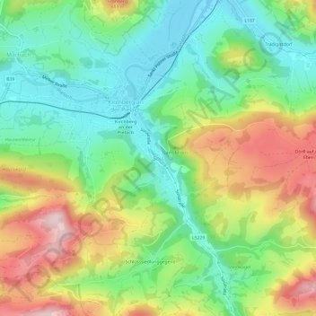 Topografische kaart Sois, hoogte, reliëf