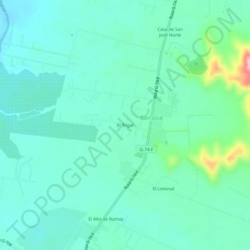 Topografische kaart El Trigal, hoogte, reliëf