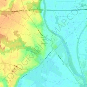 Topografische kaart Rougeot, hoogte, reliëf