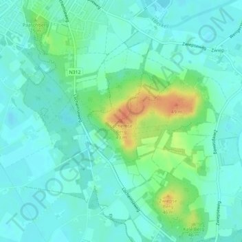 Topografische kaart Lochemse Berg, hoogte, reliëf