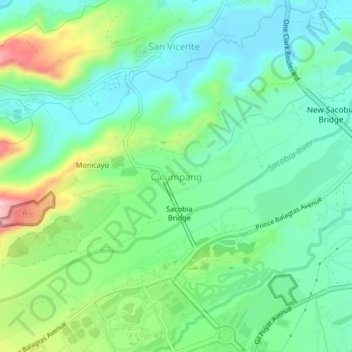Topografische kaart Calumpang, hoogte, reliëf