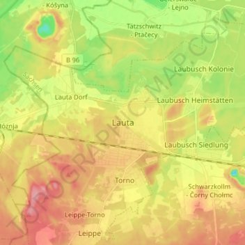 Topografische kaart Lauta, hoogte, reliëf