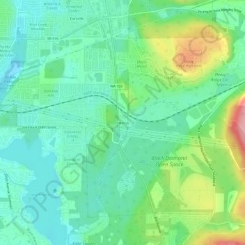 Topografische kaart Henrys, hoogte, reliëf