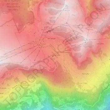 Topografische kaart Les Carrets, hoogte, reliëf