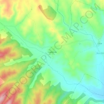 Topografische kaart Caladrones, hoogte, reliëf