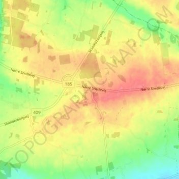 Topografische kaart Hvirring, hoogte, reliëf