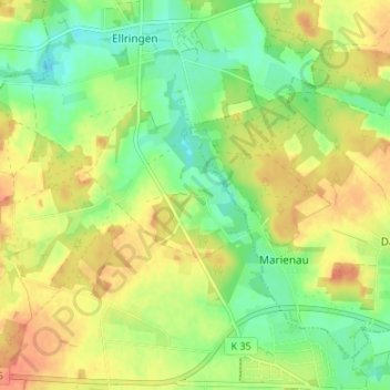 Topografische kaart Riecklingen, hoogte, reliëf