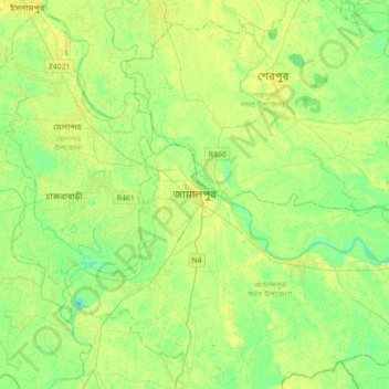 Topografische kaart Jamalpur, hoogte, reliëf