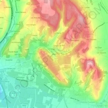 Topografische kaart Vivat, hoogte, reliëf