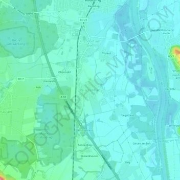 Topografische kaart Reischenhart, hoogte, reliëf