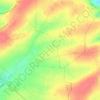 Topografische kaart Boeuf, hoogte, reliëf