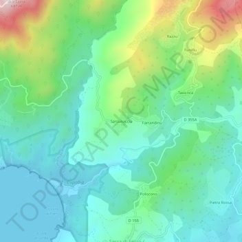Topografische kaart Sarcunacciu, hoogte, reliëf