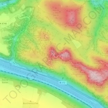 Topografische kaart Drohne, hoogte, reliëf
