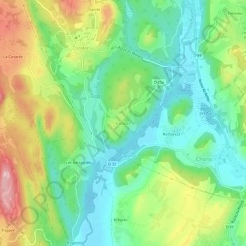 Topografische kaart Andert, hoogte, reliëf