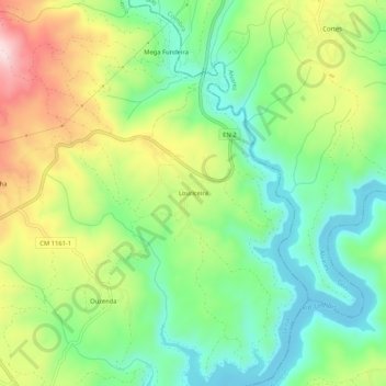 Topografische kaart Louriceira, hoogte, reliëf