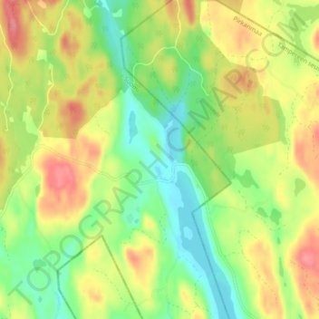 Topografische kaart Ouninpohja, hoogte, reliëf