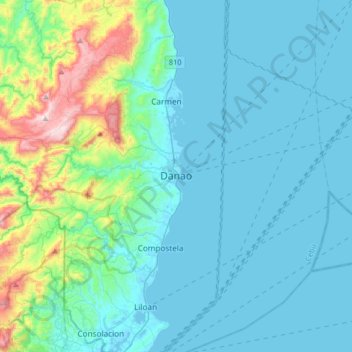 Topografische kaart Danao, hoogte, reliëf