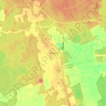 Topografische kaart Virttaa, hoogte, reliëf