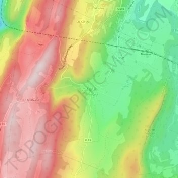 Topografische kaart Volognat, hoogte, reliëf