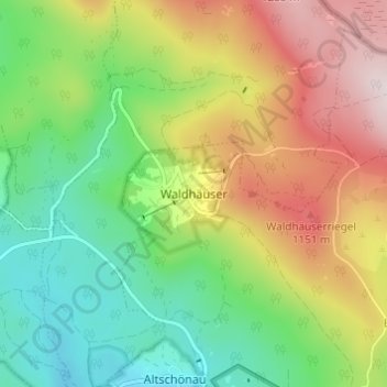 Topografische kaart Waldhäuser, hoogte, reliëf
