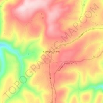 Topografische kaart Hannagan Meadow, hoogte, reliëf