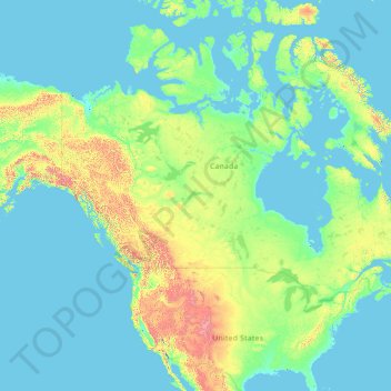 Topografische kaart Noord-Amerika, hoogte, reliëf